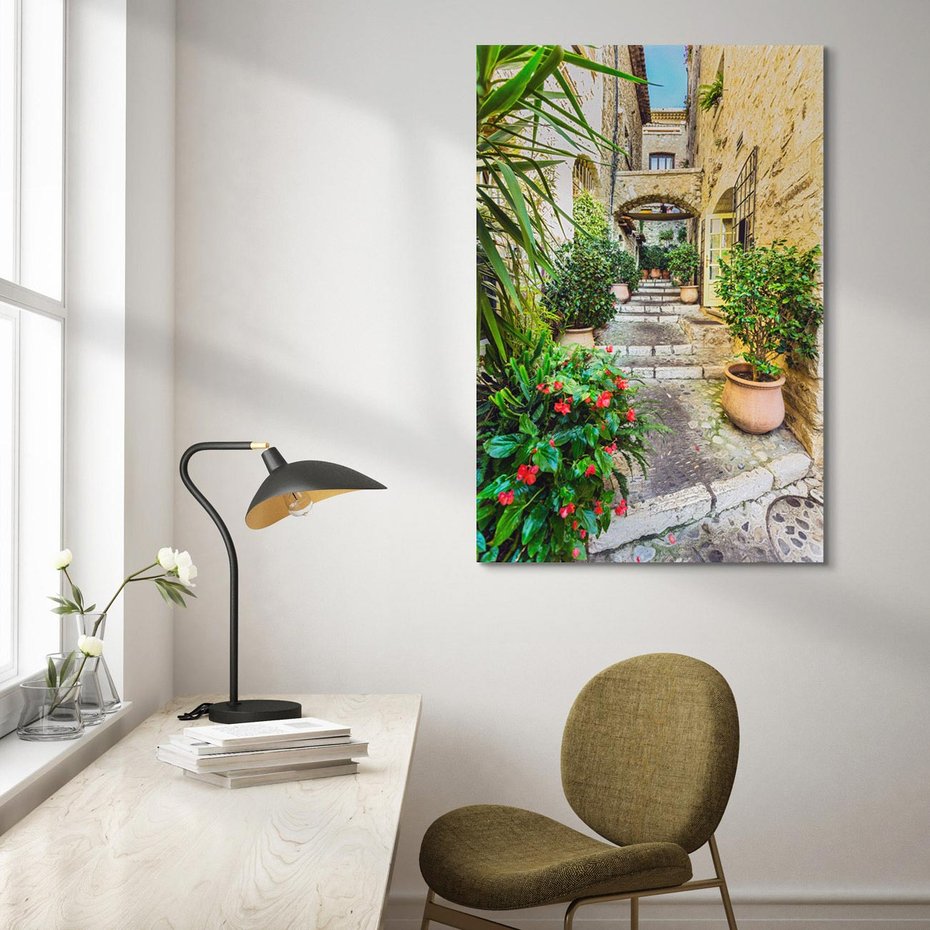 Obraz na płótnie 80x120 - Perspektywa uliczki malownicza - uliczka, perspektywa