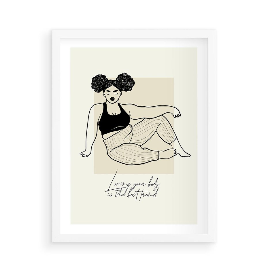 Plakat w ramie 50x70 - Kobieca Moc - nowoczesna sztuka kobieca, plakat - rama biała