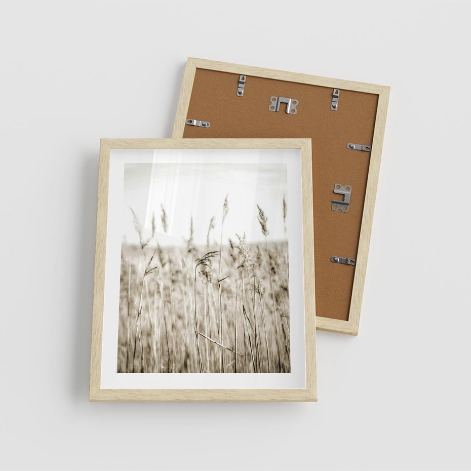 Plakat w ramie 40x50 - Nostalgiczny Pejzaż - suche trawy, pole - rama drewno