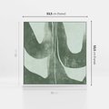 Obraz w ramie 50x50 - Nurtująca Kompozycja Zieleni - abstrakcyjne delikatne zielone linie, podobne do gałęzi kwiatów - rama biała