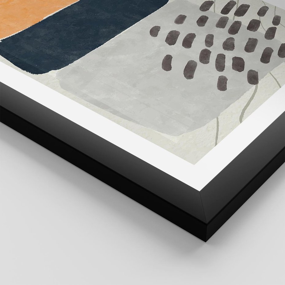 Plakat w ramie 50x70 - Impulsy Podróżnych Marzeń - geometryczne elementy, stonowane kolory - rama czarna