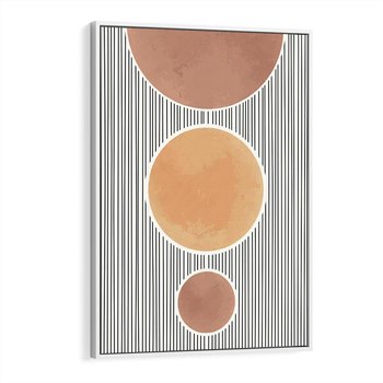 Obraz w ramie 70x100 - Taniec Linii - abstrakcyjna nowoczesna sztuka, koła okręgi - rama biała