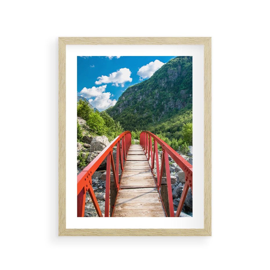 Plakat w ramie 30x40 - Most do przygody - góry, most - rama drewno