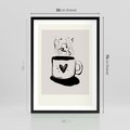 Plakat w ramie 50x70 - Grafika Kubka w Czerni i Bieli - kubek, grafika - rama czarna