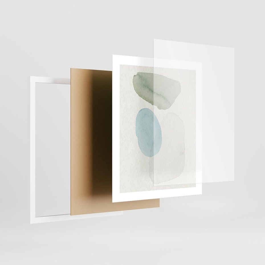 Plakat w ramie 40x50 - Akwarelowa Symfonia Natury - abstrakcyjne delikatne plamy, akwarelowe - rama biała