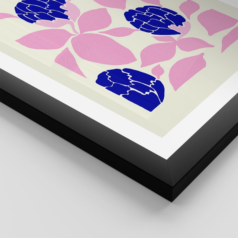 Plakat w ramie 50x70 - Impresje deszczu - nowoczesna kompozycja, kwiaty - rama czarna