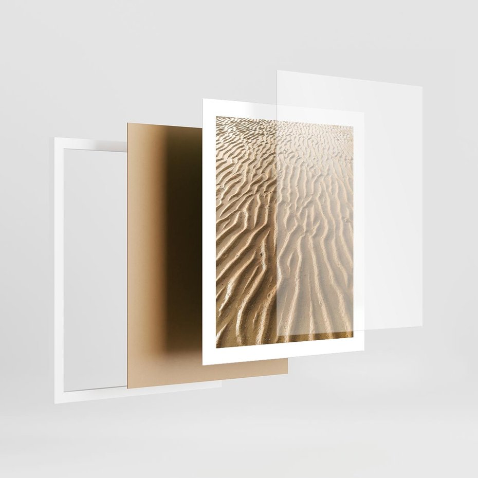 Plakat w ramie 40x50 - Piasek i Nieskończoność - pustynia, piasek - rama biała