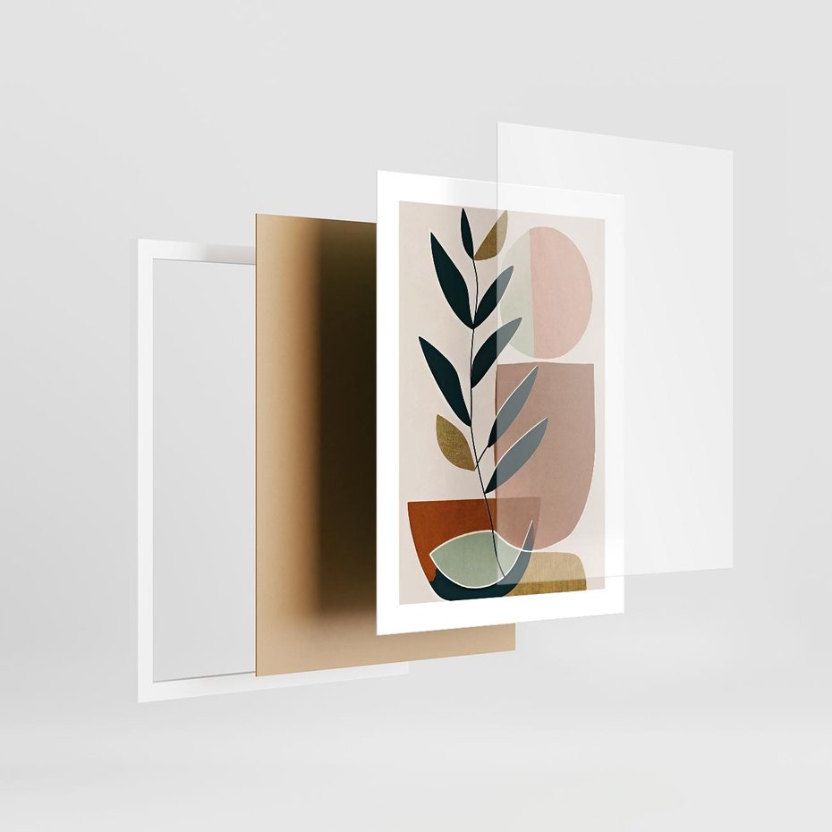 Plakat w ramie 30x40 - Migocące Boho Wnętrza - boho obraz, abstrakcja - rama biała