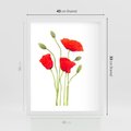 Plakat w ramie 40x50 - Pola maków w pełnym kolorze - maki, kwiaty - rama biała