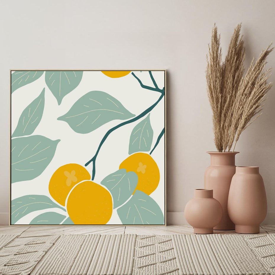 Obraz w ramie 80x80 - Wewnętrzna Melodia - plakat, nowoczesna sztuka - rama drewno