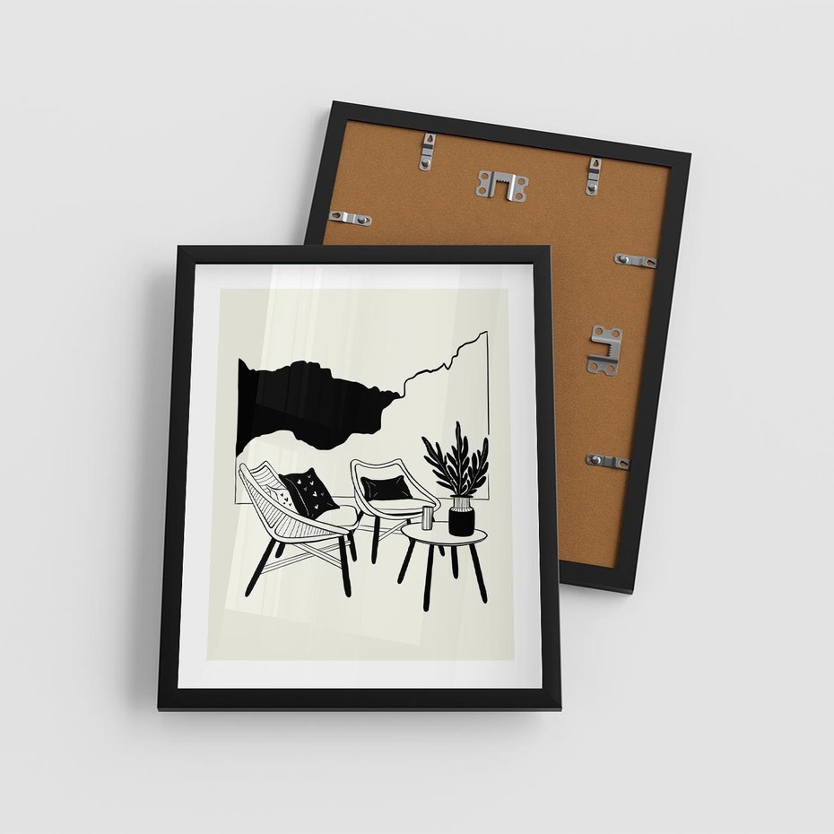 Plakat w ramie 40x50 - Boho Elegancja - boho wnętrze, salon - rama czarna