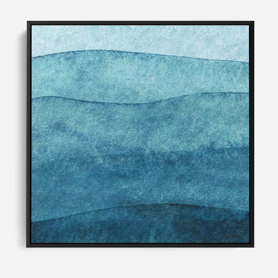 Obraz w ramie 50x50 - Kolorowe fale akwareli - akwarela, fale - rama czarna