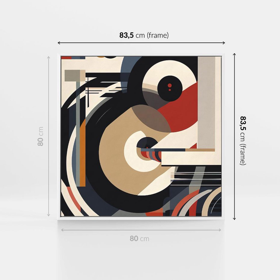 Obraz w ramie 80x80 - Wibracje Marzeń - abstrakcyjny obraz, geometryczne koła - rama biała