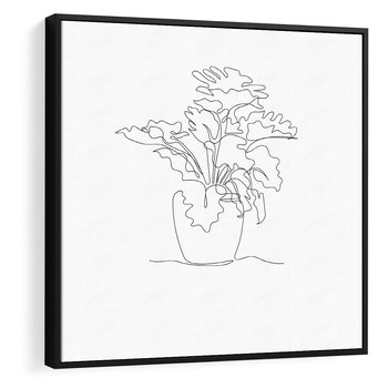 Obraz w ramie 50x50 - Rozkwitające Formy - szkic, minimalizm - rama czarna