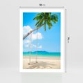 Plakat bez ramy 50x70 - Hawajska palma i huśtawka na plaży - palma, huśtawka