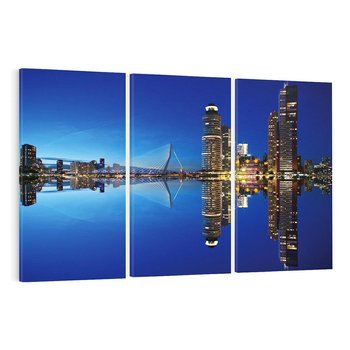 Obraz na płótnie 120x80 - Miasto nocą nad wodą - miasto, noc