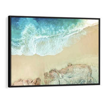 Obraz w ramie 70x50 - Turkusowe Skrzydła - morze, plaża - rama czarna