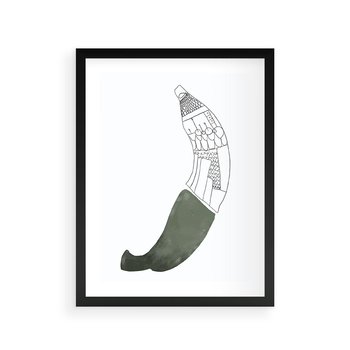 Plakat w ramie 30x40 - Rozkwitające Barwy Akwareli - minimalistyczny plakat, banan - rama czarna