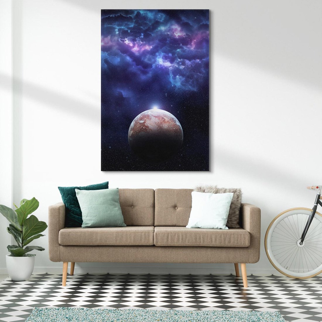 Obraz na płótnie 80x120 - Kosmos - Ziemia i Księżyc - kosmos, ziemia