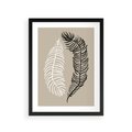 Plakat w ramie 30x40 - Spleciona Harmonia - sztuka nowoczesna, białe i czarne pióro - rama czarna