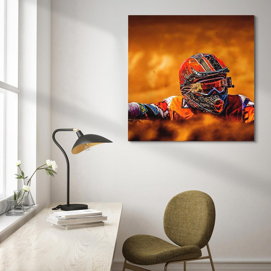 Obraz na płótnie 50x50 - Na Torze Wyścigowym Motocyklowe Zmagania - motocyklista, wyścig