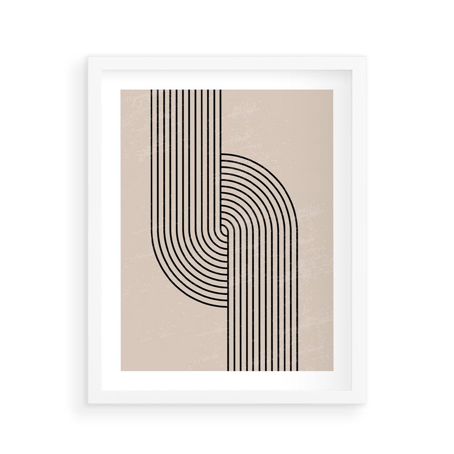 Plakat w ramie 40x50 - Puls Abstrakcji - abstrakcyjne linie, geometria - rama biała