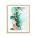 Plakat w ramie 40x50 - Marmur, Zieleń i Złoto - marmur, zieleń i złoto - rama drewno
