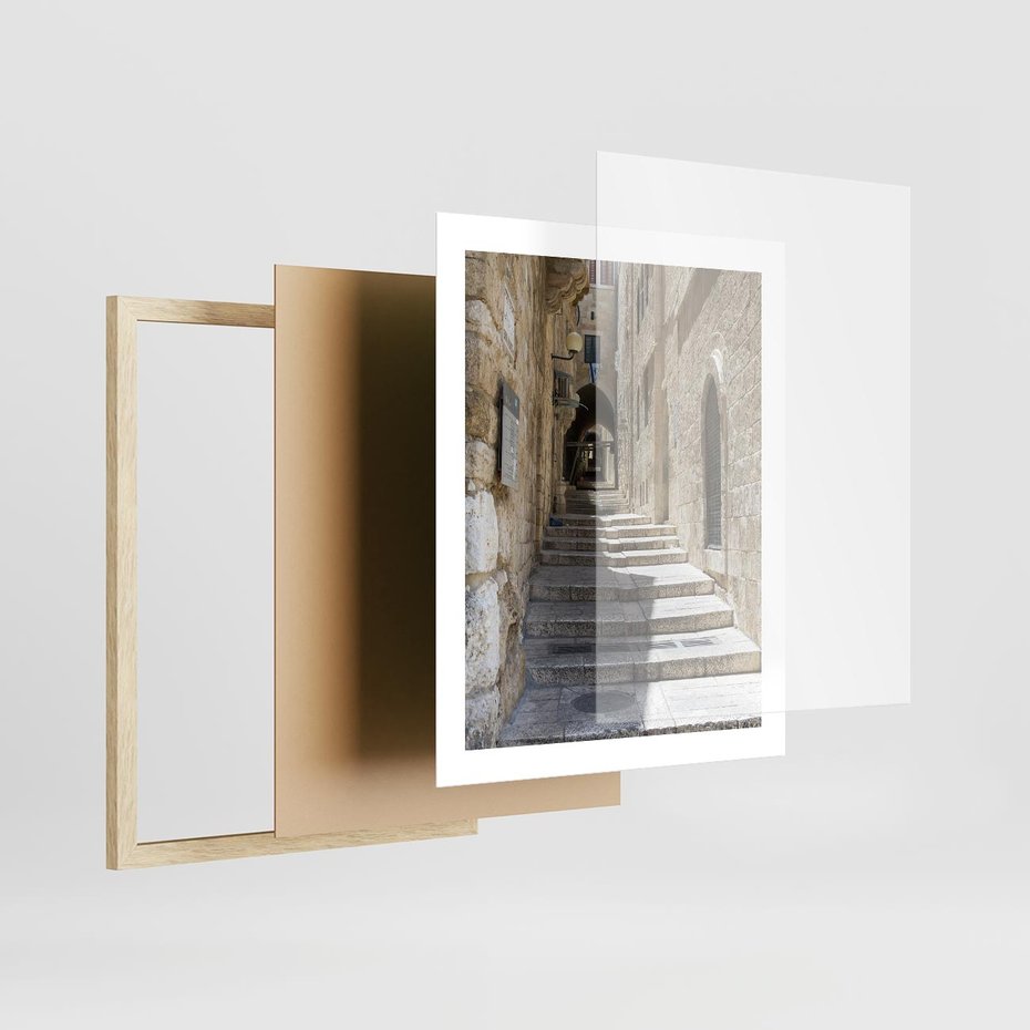 Plakat w ramie 40x50 - Urok uliczki: perspektywa miasta - uliczka, perspektywa - rama drewno