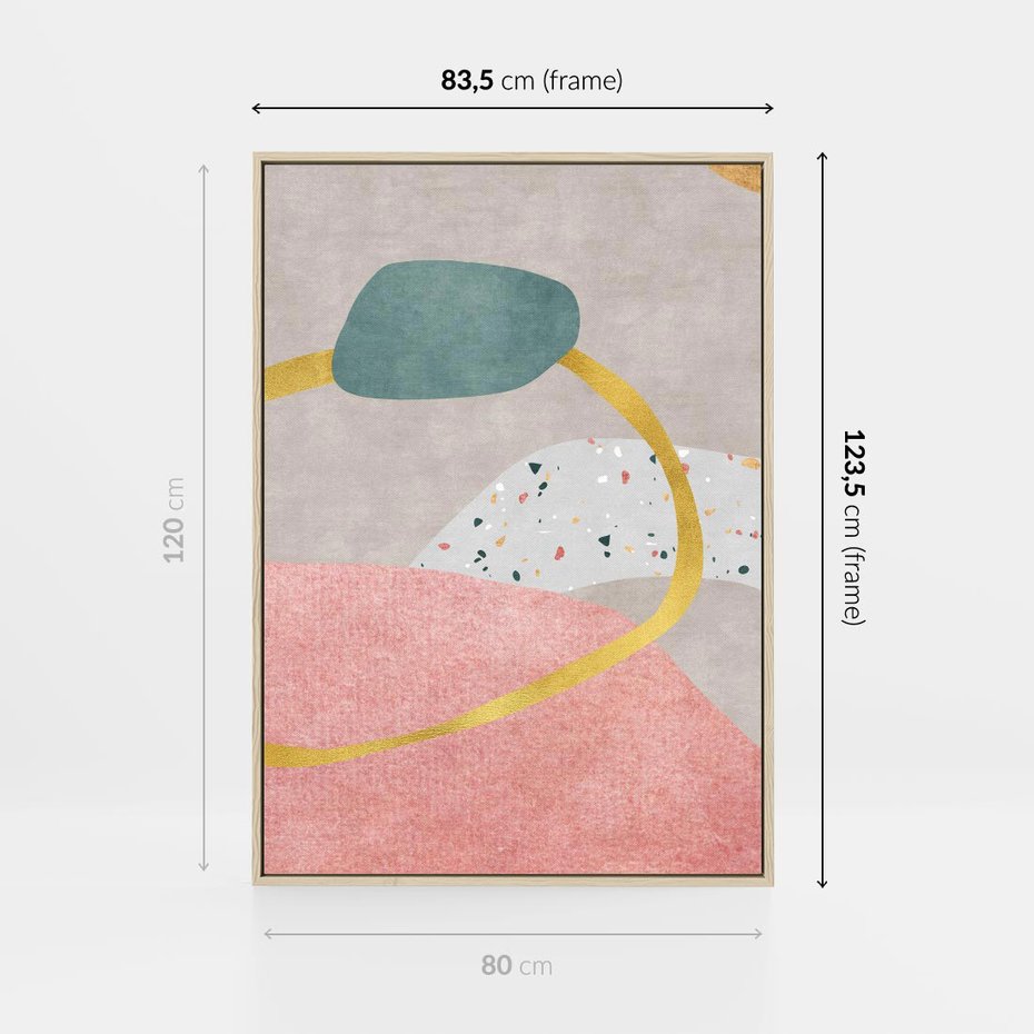 Obraz w ramie 80x120 - Ekspresja w ruchu pędzla - abstrakcja, połączenie kształtów - rama drewno