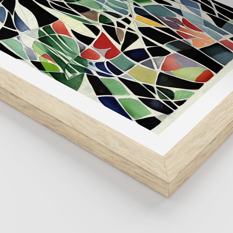 Plakat w ramie 40x50 - Taniec Plam i Kształtów - abstrakcyjny akwarelowy obraz, plamy - rama drewno