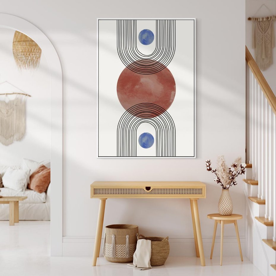 Obraz w ramie 80x120 - Księga Impulsów - nowoczesny plakat, styl midcentury - rama biała