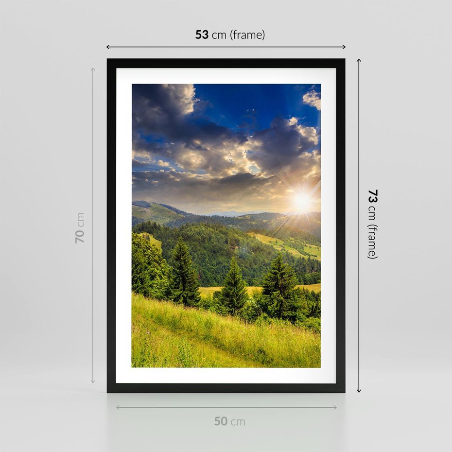 Plakat w ramie 50x70 - Pejzaż w perspektywie - pejzaż, perspektywa - rama czarna