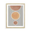 Plakat w ramie 50x70 - Taniec Linii - abstrakcyjna nowoczesna sztuka, koła okręgi - rama drewno