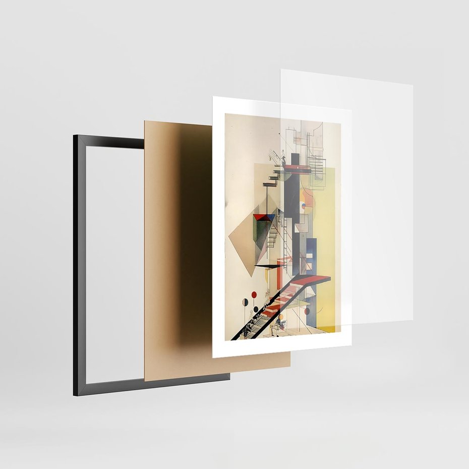 Plakat w ramie 30x40 - Kolorowe Wnętrza Inspiracji - abstrakcyjny obraz, jak kandinsky - rama czarna