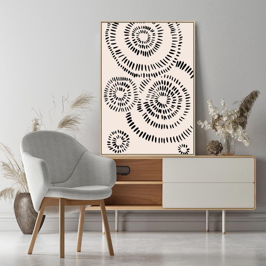 Obraz w ramie 80x120 - Abstrakcyjne Wnętrza - minimalistyczne kształty, odbicia - rama drewno