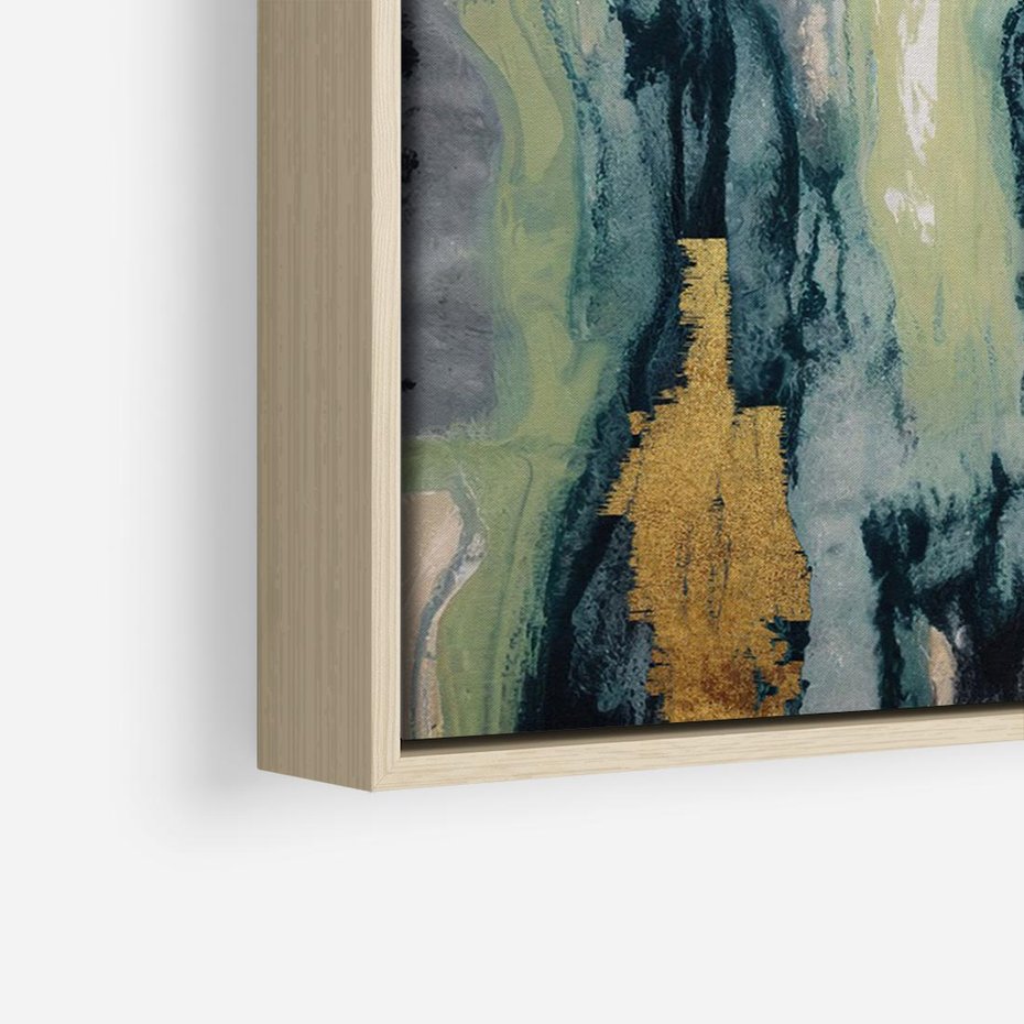 Obraz w ramie 70x50 - Sfumowane zmysły artysty - rozmyte kolory, zieleń - rama drewno