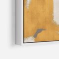 Obraz w ramie 50x50 - Złote Maźnięcia Pędzla - złota abstrakcja, plamy - rama biała