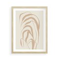 Plakat w ramie 50x70 - Formy Nowoczesności - minimalistyczny plakat, liście palmy - rama drewno