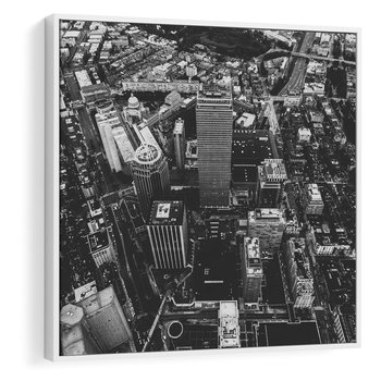 Obraz w ramie 80x80 - Kontrastujące miasto - miasto, biało - rama biała