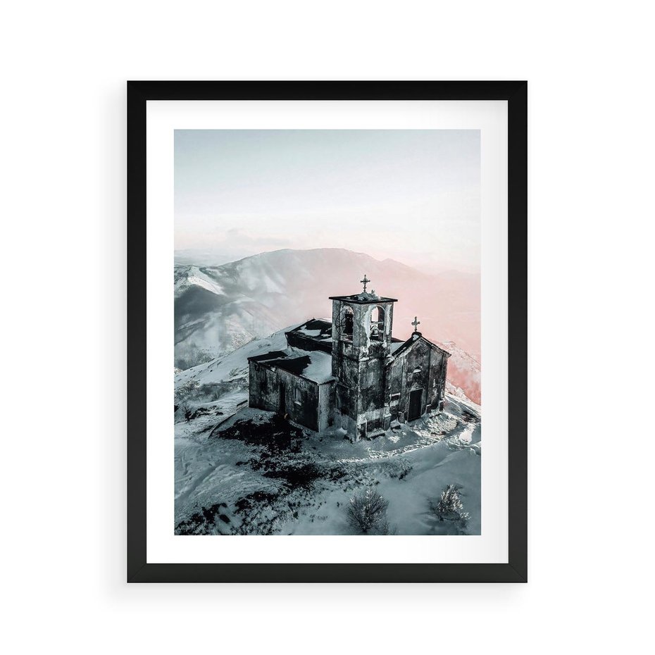 Plakat w ramie 40x50 - Stary Kościół w Górach - stary kościół, ruiny - rama czarna