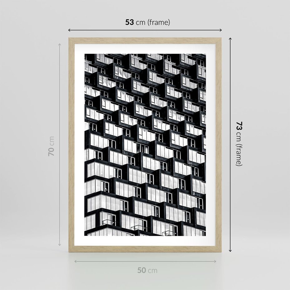 Plakat w ramie 50x70 - Elegancja Wysokości - architektura, wieżowiec - rama drewno