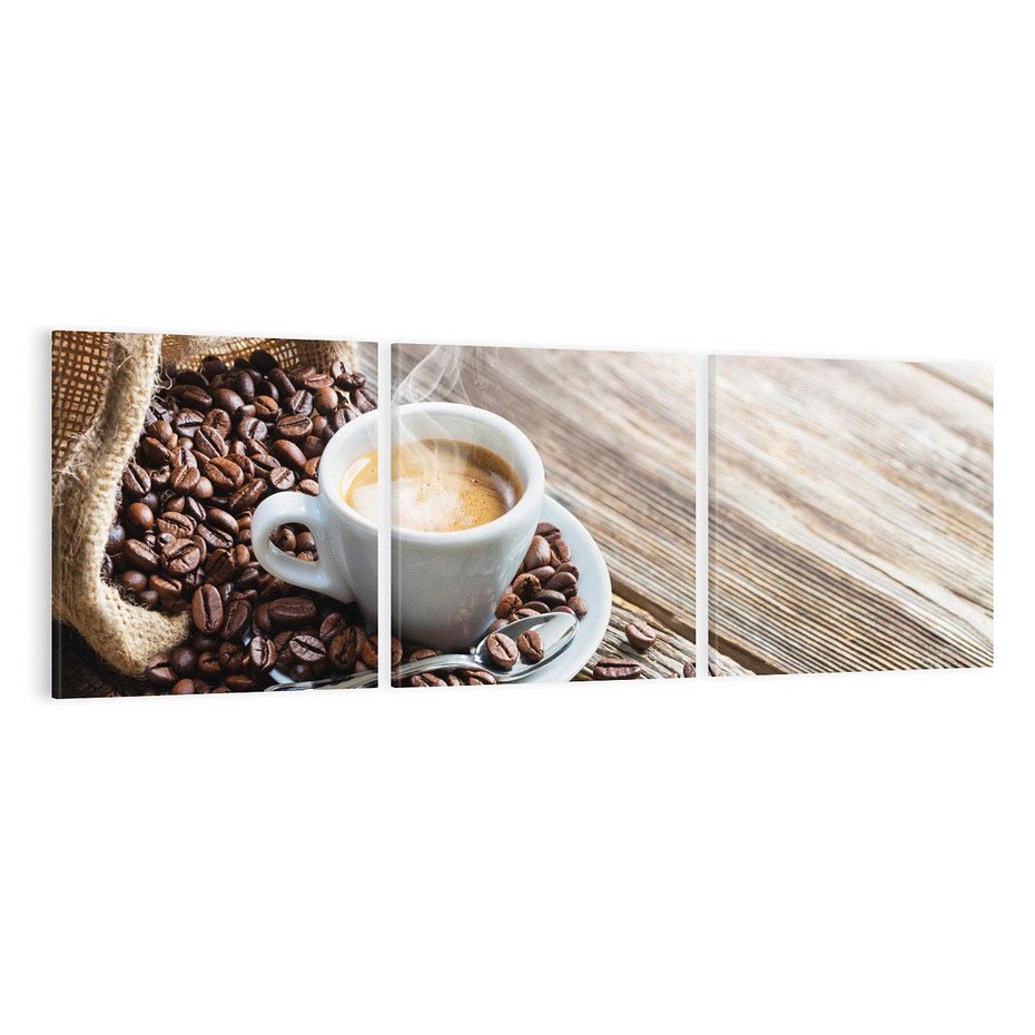 Obraz na płótnie 120x40 - Kawa w filiżance: aromatyczna chwila - kawa, filiżanka