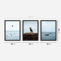 Zestaw obrazy w ramie 30x40 galeria - Morze, łodzie, ptaki, nostalgia - rama czarna
