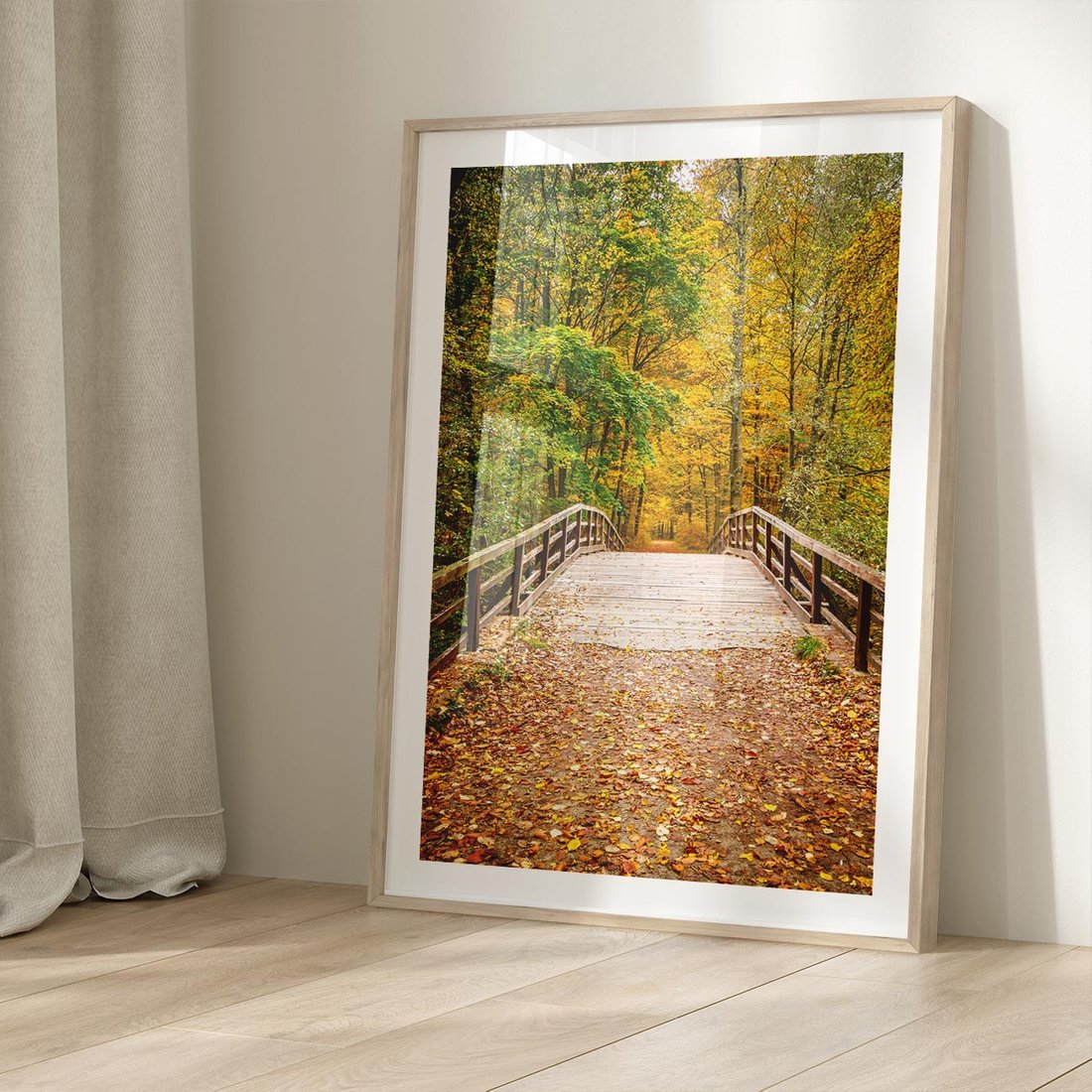 Plakat w ramie 50x70 - Spacer Ścieżką w Las - ścieżka, spacer - rama drewno