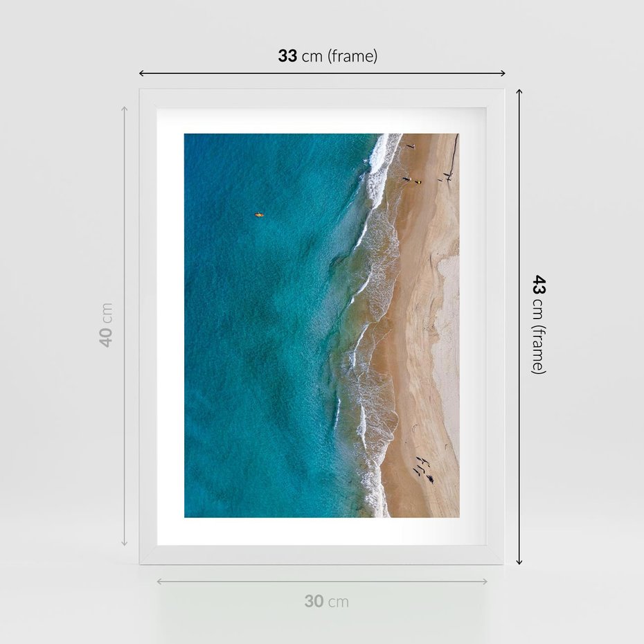 Plakat w ramie 30x40 - Spokój nad morzem - morze, plaża - rama biała