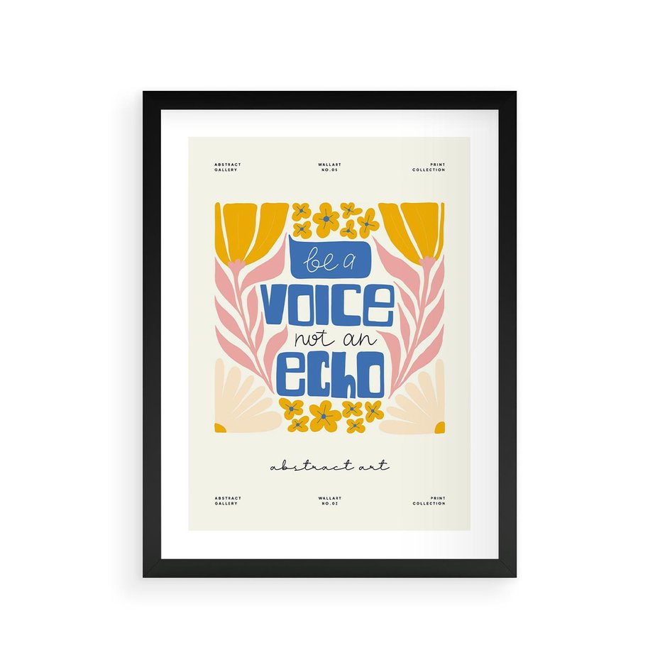 Plakat w ramie 30x40 - Złote Impulsy - typografia, kwiaty - rama czarna