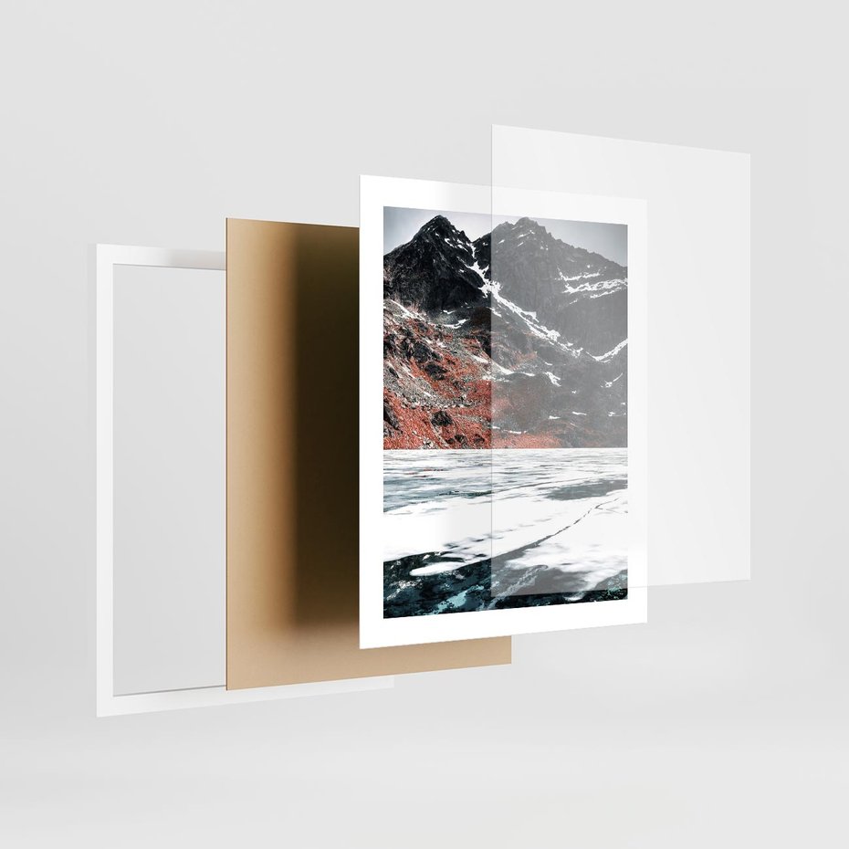 Plakat w ramie 40x50 - Śnieżna Opowieść - górski krajobraz, zima w górach - rama biała