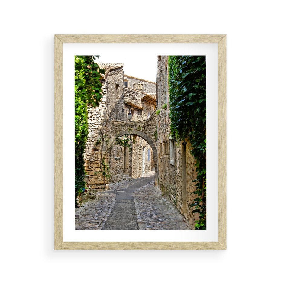 Plakat w ramie 40x50 - Urokliwa perspektywa uliczki - uliczka, perspektywa - rama drewno