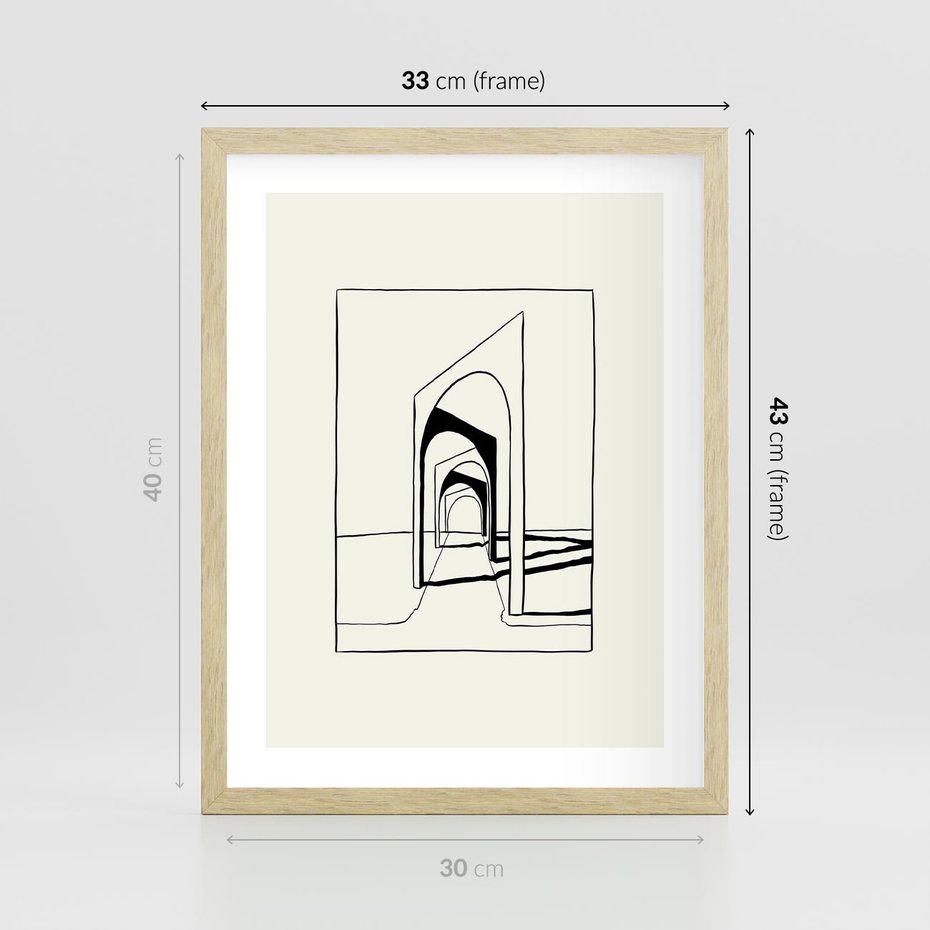 Plakat w ramie 30x40 - Poezja światła i cienia - nowoczesna sztuka, minimalistyczny styl - rama drewno