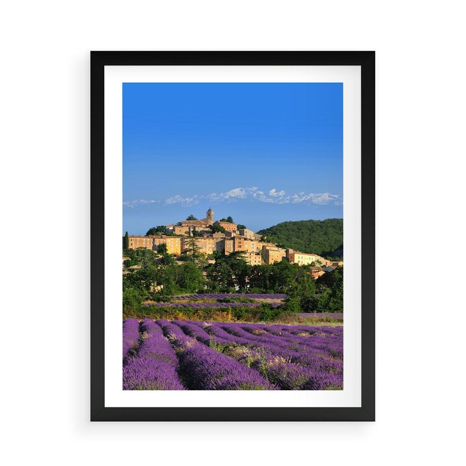 Plakat w ramie 50x70 - Prowansalska Aura - lawenda, Prowansja - rama czarna